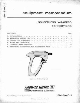 Equipment Memorandum ~ W