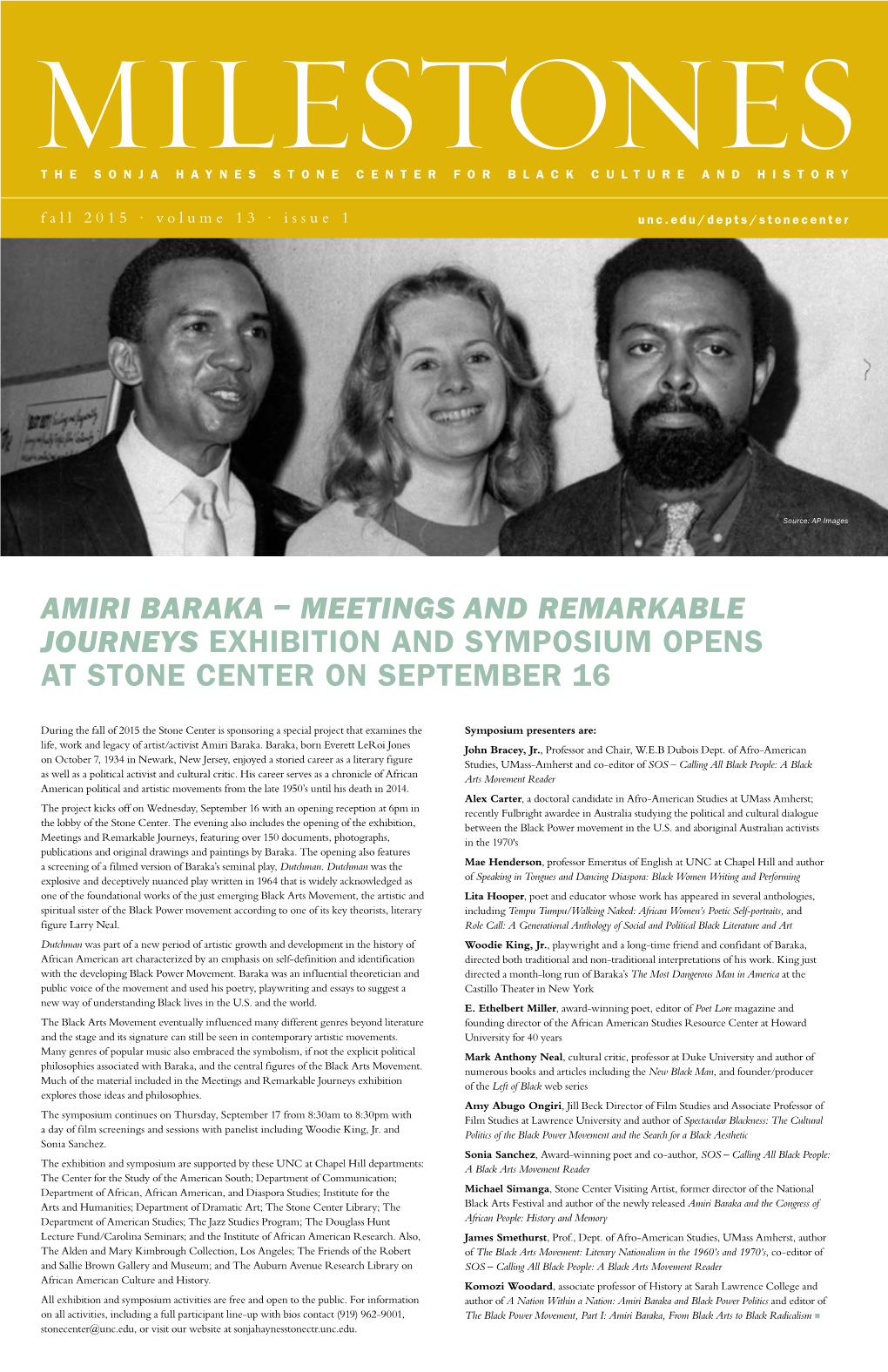 Amiri Baraka – Meetings and Remarkable Journeys Exhibition and Symposium Opens at Stone Center on September 16