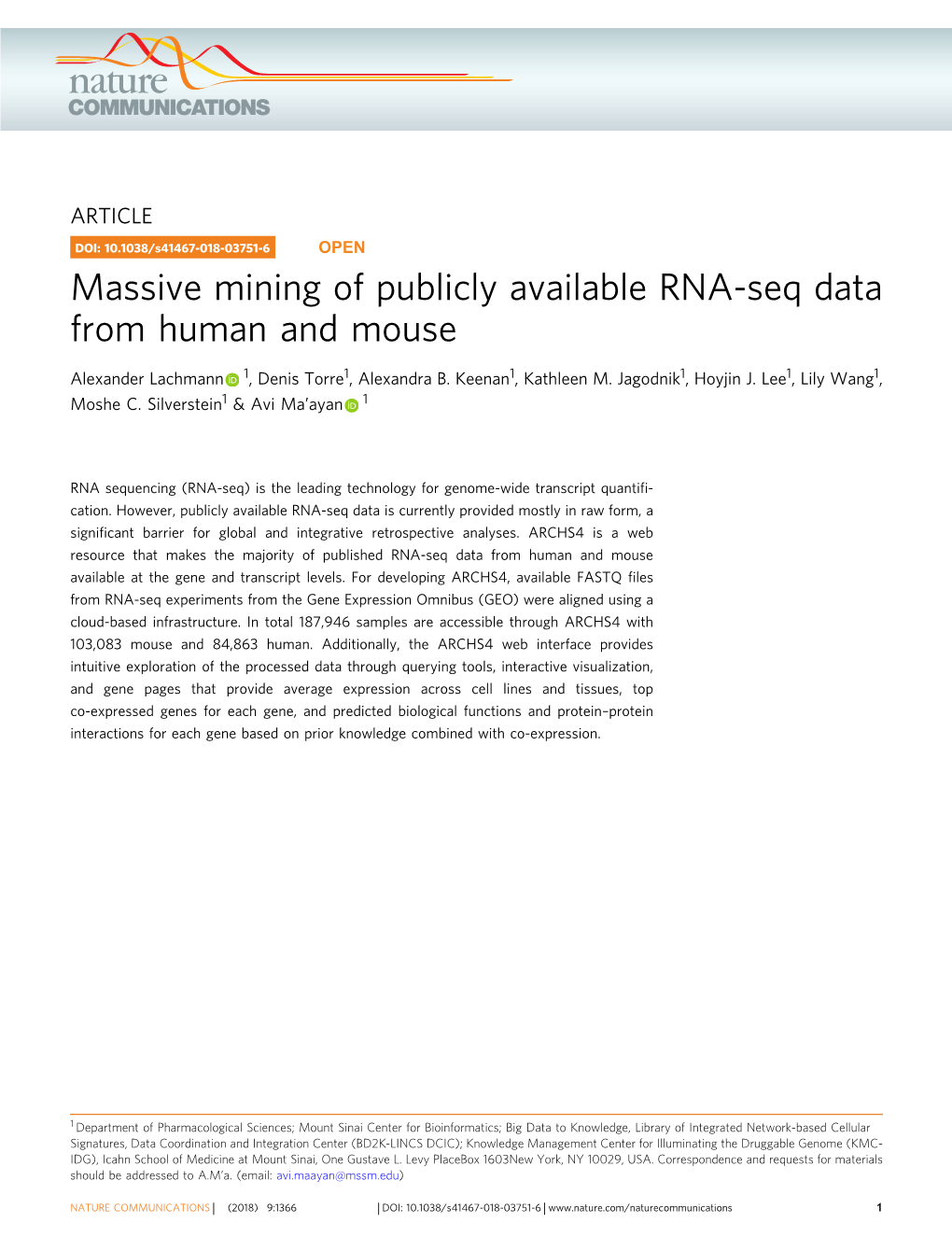 Massive Mining of Publicly Available RNA-Seq Data from Human and Mouse