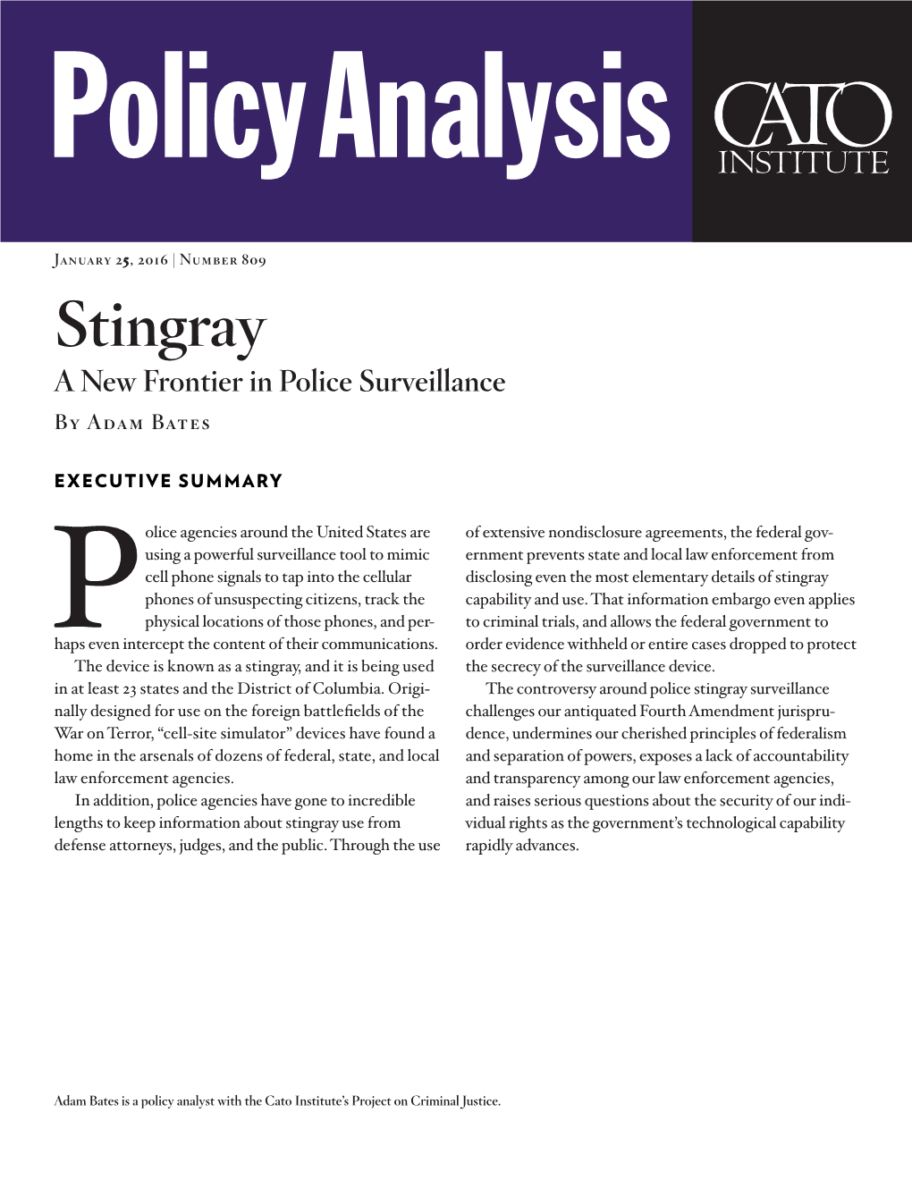 Stingray: a New Frontier in Police Surveillance