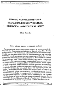 Keeping Mountain Pastures in a Global Economy Context