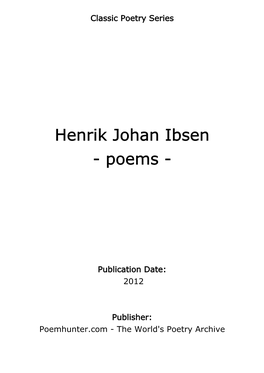Henrik Johan Ibsen - Poems