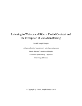 Partial Contrast and the Perception of Canadian Raising