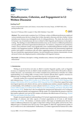 Metadiscourse, Cohesion, and Engagement in L2 Written Discourse