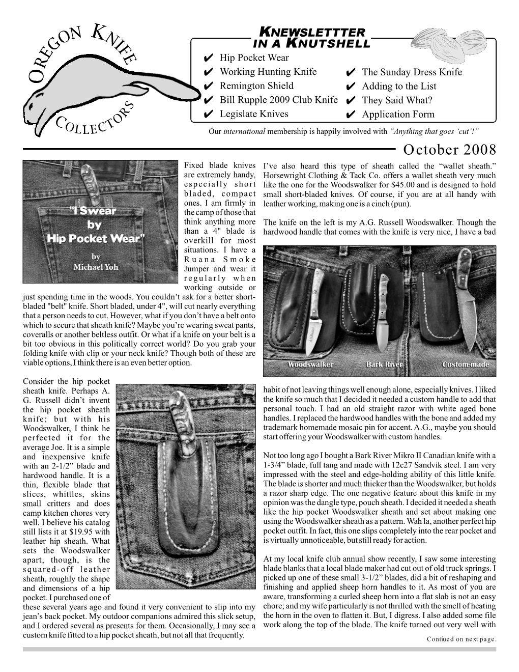 October 2008 Fixed Blade Knives I’Ve Also Heard This Type of Sheath Called the “Wallet Sheath.” Are Extremely Handy, Horsewright Clothing & Tack Co