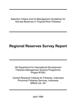 Regional Reserves Survey Report