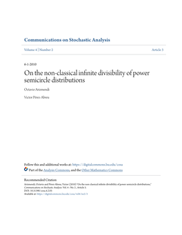 On the Non-Classical Infinite Divisibility of Power Semicircle Distributions Octavio Arizmendi
