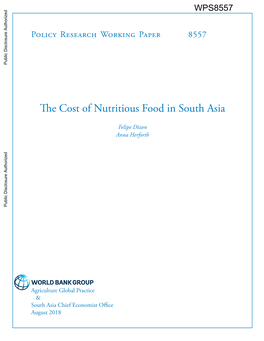 The Cost of Nutritious Food in South Asia