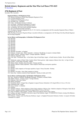 British Infantry Regiments and the Men Who Led Them 1793-1815 by Steve Brown 47Th Regiment of Foot Secondary Title: Lancashire