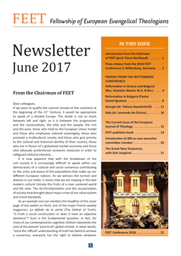 Newsletter Introduction from the Chairman of FEET (Prof