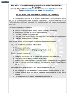 Pick and Roll Presentation