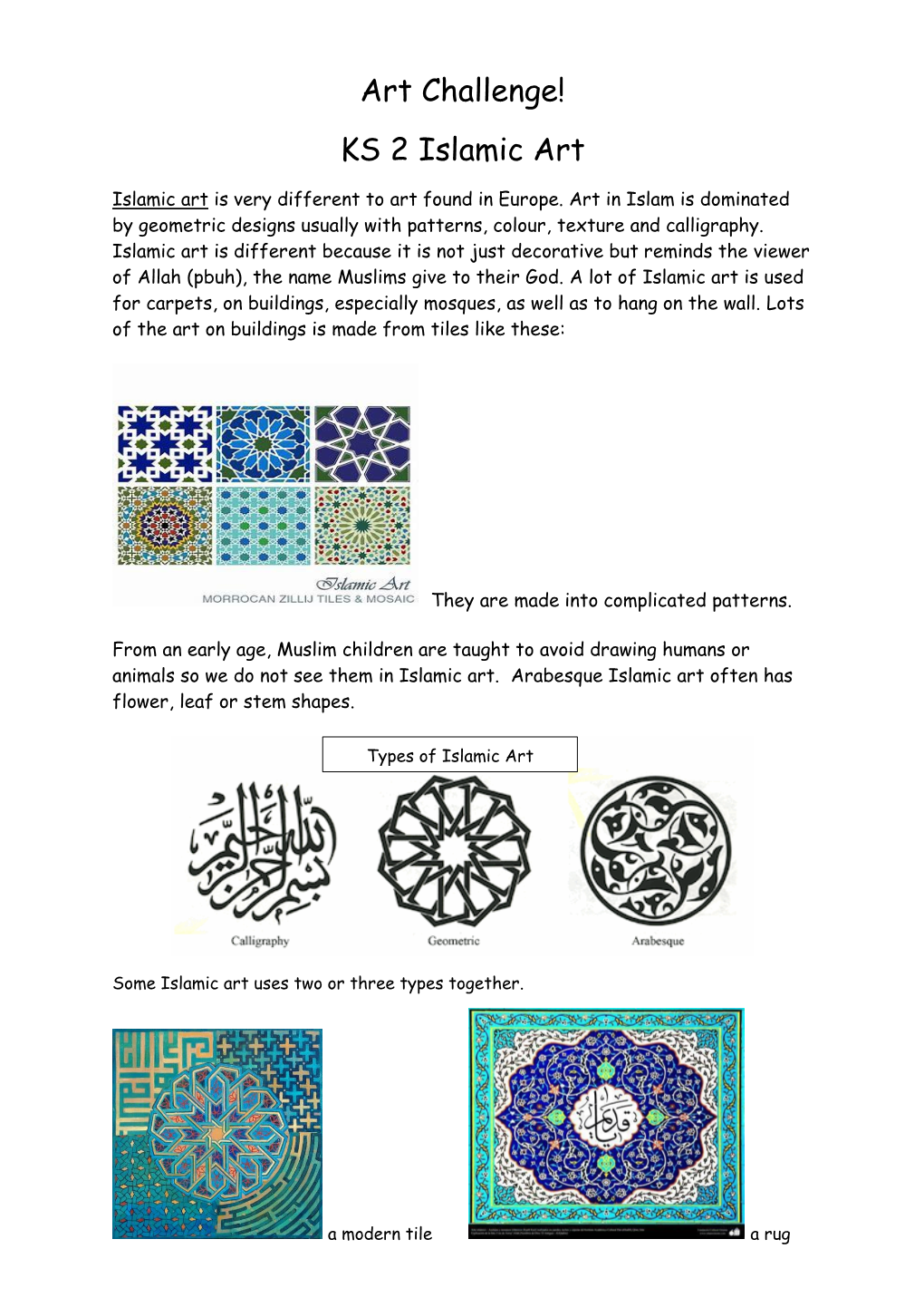 Art Challenge! KS 2 Islamic Art