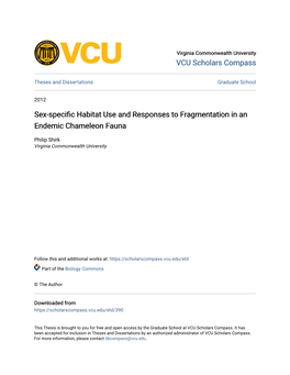 Sex-Specific Habitat Use and Responses to Fragmentation in an Endemic Chameleon Fauna