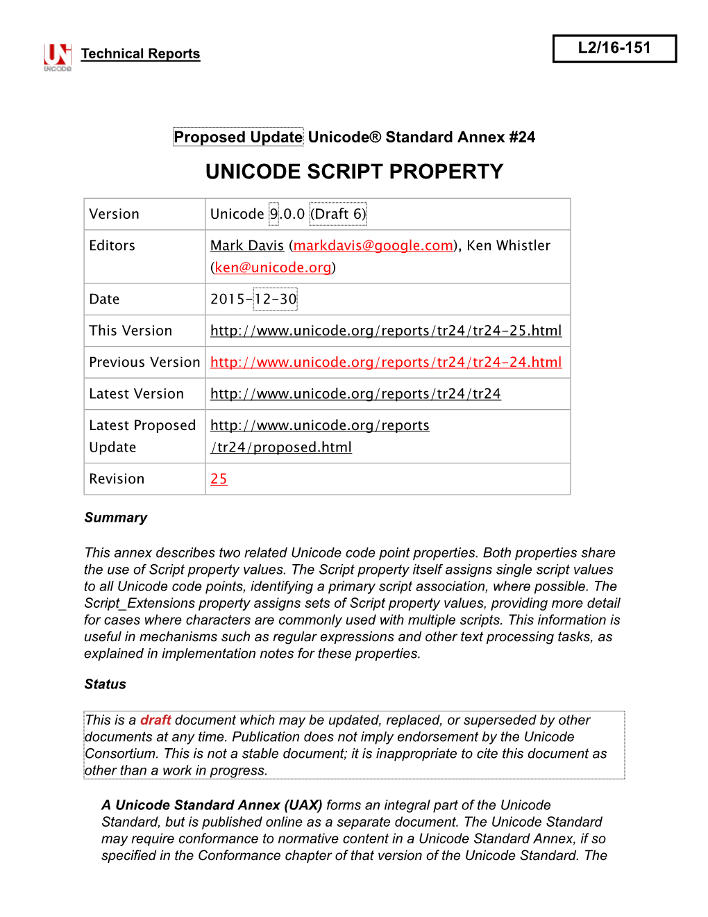 UAX #24: Unicode Script Property