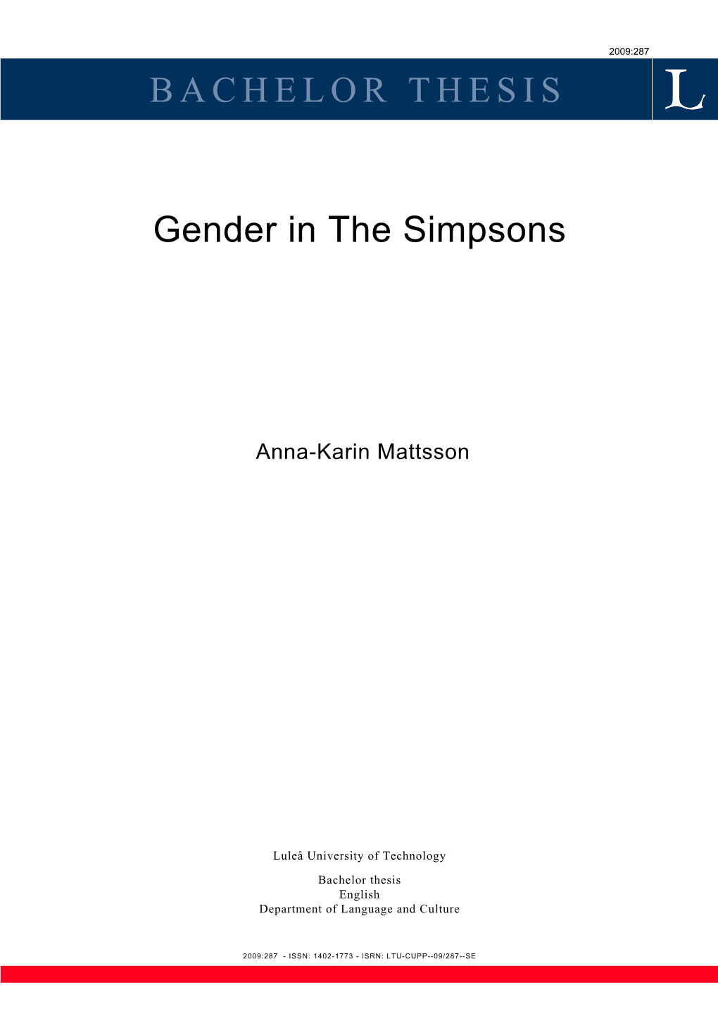 BACHELOR THESIS Gender in the Simpsons