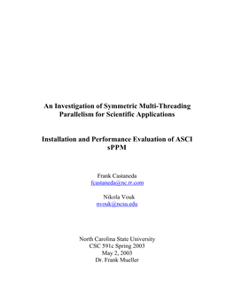 An Investigation of Symmetric Multi-Threading Parallelism for Scientific Applications