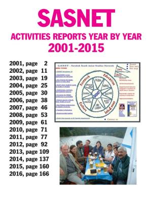 Activities Reports Year by Year 2001-2015