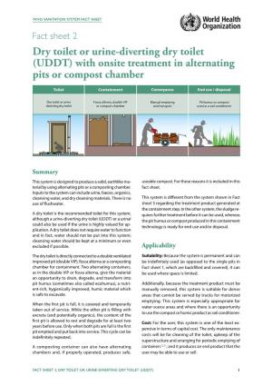 Dry Toilet Or Urine-Diverting Dry Toilet (UDDT) with Onsite Treatment in Alternating Pits Or Compost Chamber