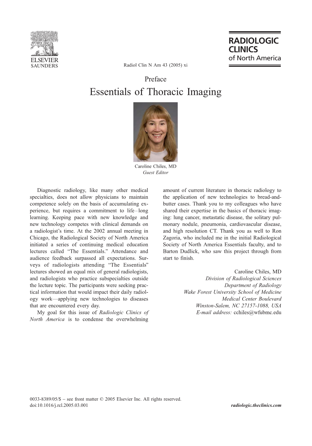 Essentials of Thoracic Imaging