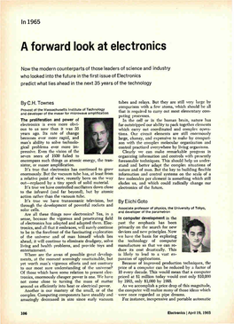 A Forward Look at Electronics