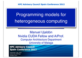 Programming Models for Heterogeneous Computing