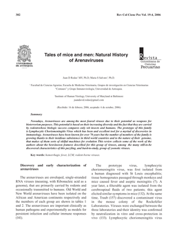 Natural History of Arenaviruses