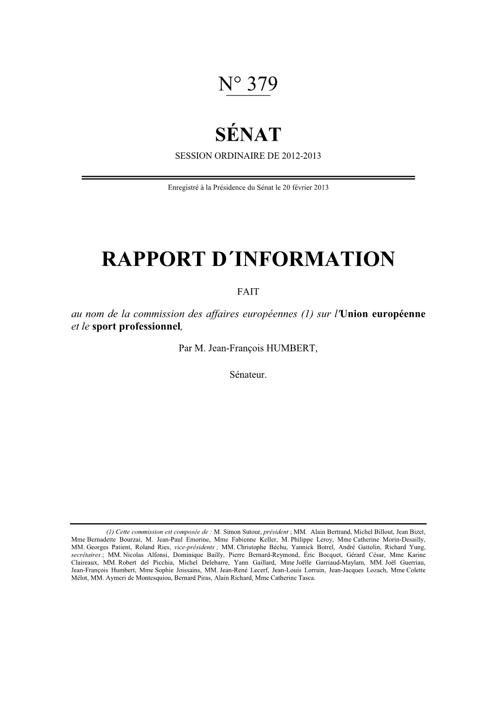 Rapport D´Information