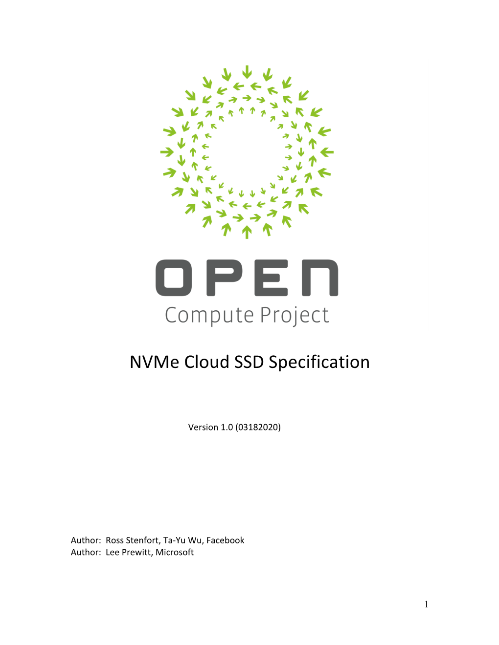 Nvme Cloud SSD Specification