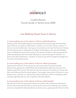 Luisella Romeo Tourist Guide in Venice Since 2000 Live Walking