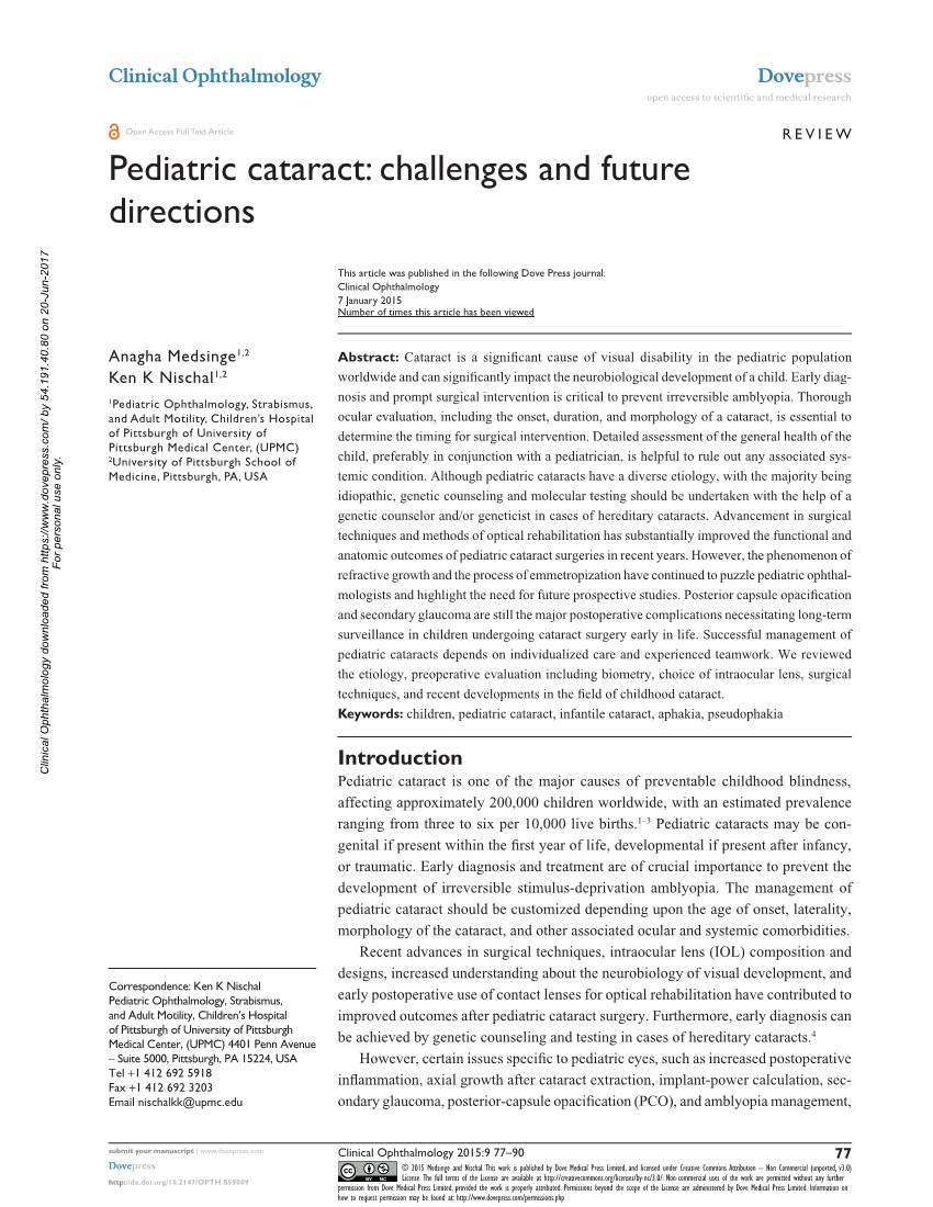 Pediatric Cataract: Challenges and Future Directions