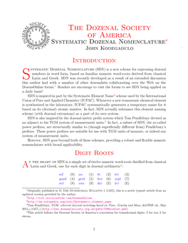 Systematic Dozenal Nomenclature∗ ’ John Kodegadulo ’