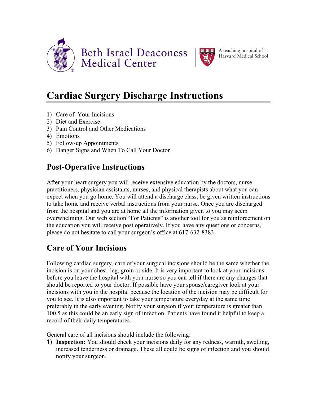 Cardiac Surgery Discharge Instructions