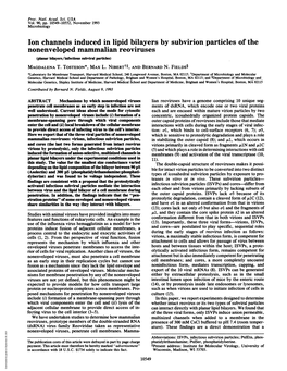 Nonenveloped Mammalian Reoviruses (Planar Bilayers/Infectious Subviral Particles)