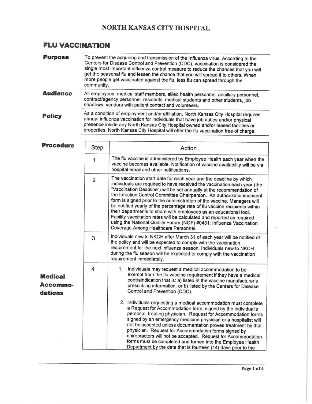 Influenza Vaccination Policy