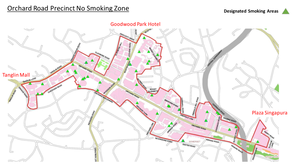 Orchard Road Precinct No Smoking Zone Designated Smoking Areas