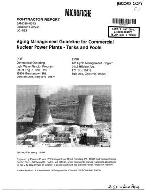 Aging Management Guideline for Commercial Nuclear Power Plants -Tanks and Pools