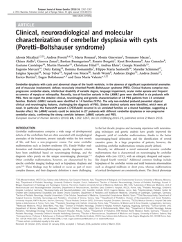 Clinical, Neuroradiological and Molecular Characterization of Cerebellar Dysplasia with Cysts (Poretti–Boltshauser Syndrome)
