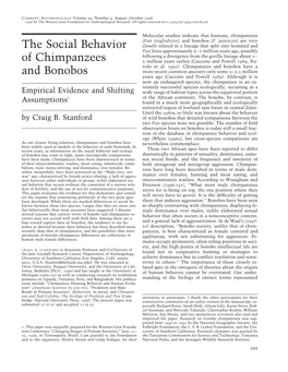 The Social Behavior of Chimpanzees and Bonobos