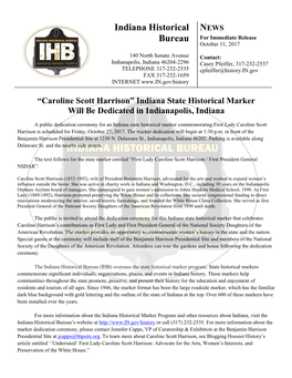 Indiana Historical Bureau (IHB) Oversees the State Historical Marker Program