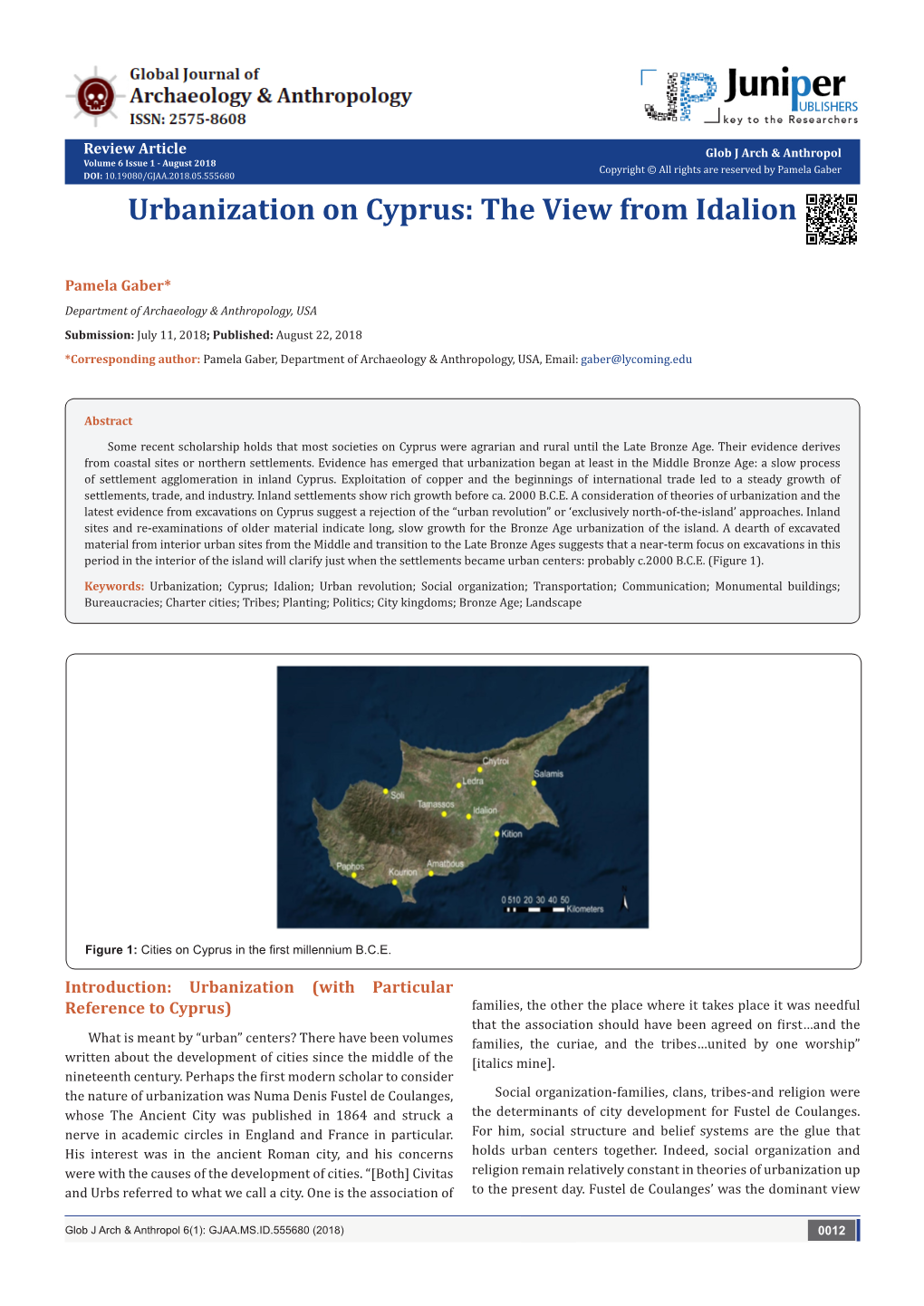 Urbanization on Cyprus: the View from Idalion