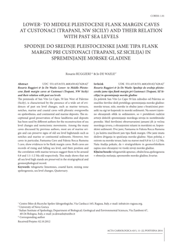 LOWER- to MIDDLE PLEISTOCENE FLANK MARGIN CAVES at CUSTONACI (TRAPANI, NW Sicily) and THEIR RELATION with PAST SEA LEVELS SPODNJ