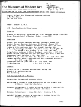 Peter G. Rolland, Site Planner and Landscape Architect 15 Purchase Street Rye, New York 10580