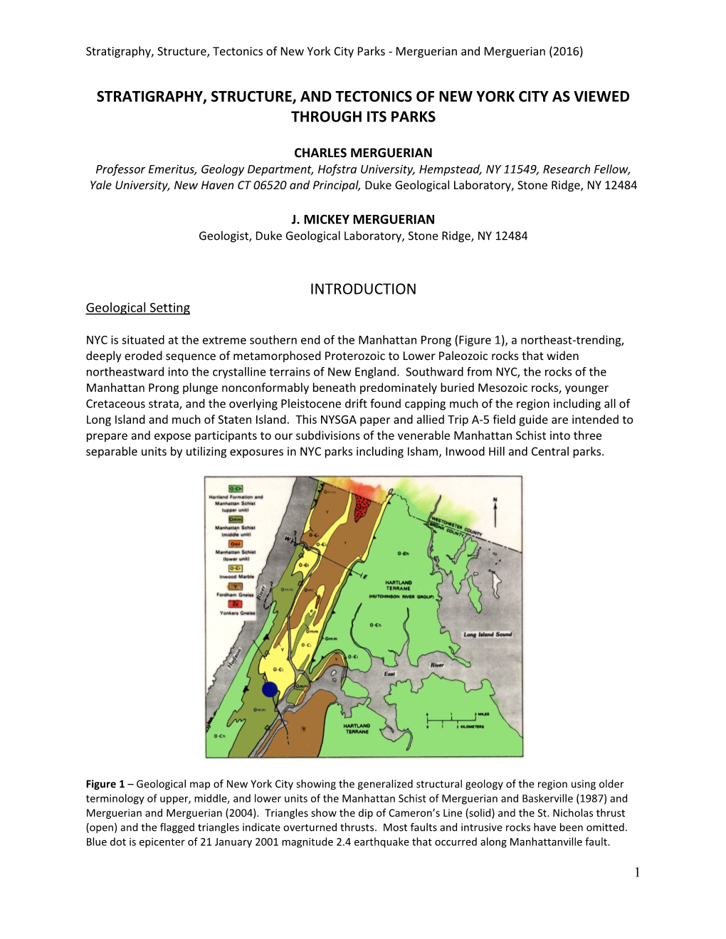 2016A, Stratigraphy, Structure and Tectonics of New York City As