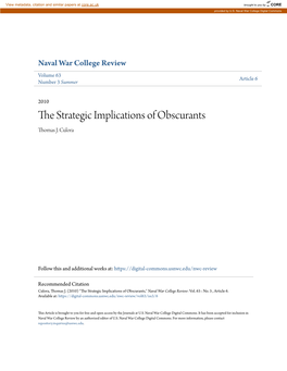 The Strategic Implications of Obscurants