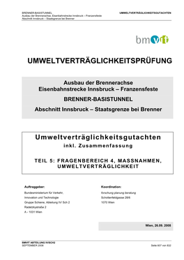 Franzensfeste BRENNER-BASISTUNNEL Abschnitt Innsbruck – Staatsgrenze Bei Brenner