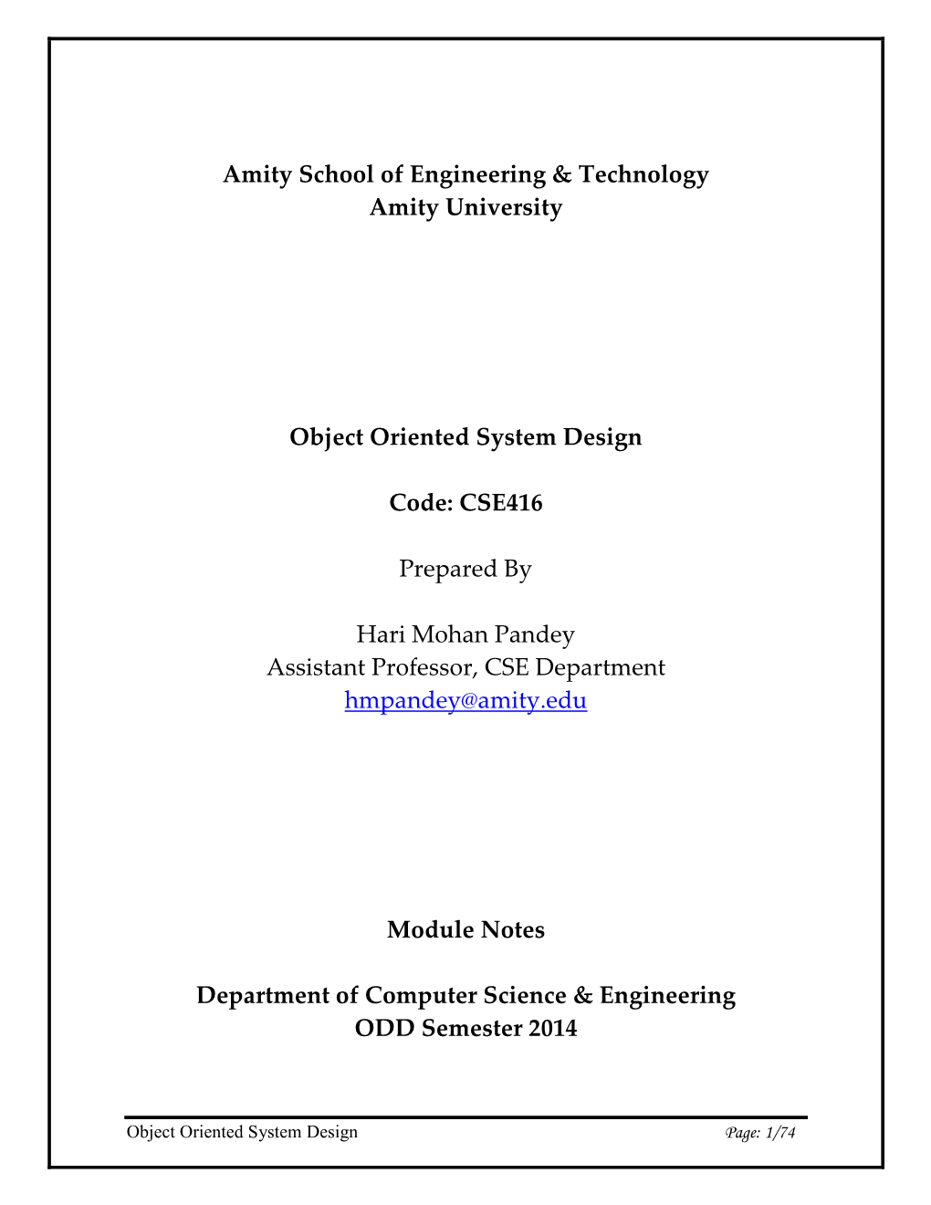 Amity School of Engineering & Technology Amity