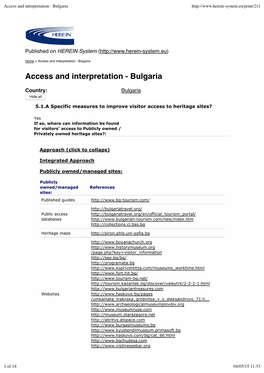 Access and Interpretation - Bulgaria