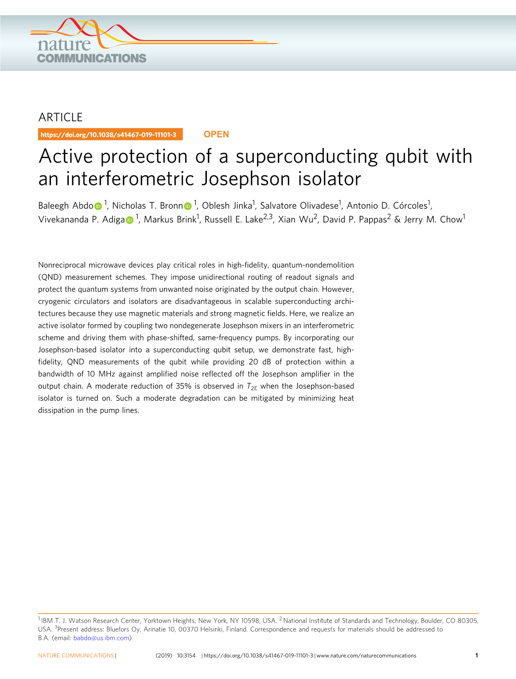 Active Protection of a Superconducting Qubit with an Interferometric Josephson Isolator