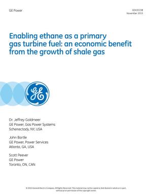 Enabling Ethane As a Primary Gas Turbine Fuel: an Economic Benefit from the Growth of Shale Gas