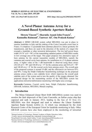 A Novel Planar Antenna Array for a Ground-Based Synthetic Aperture
